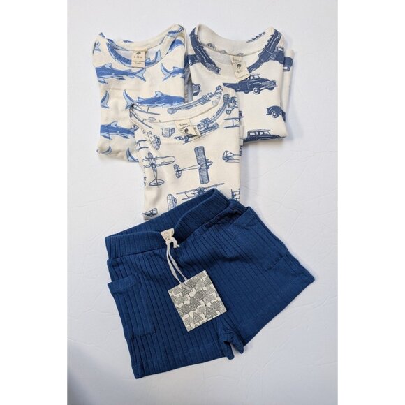 Kate Quinn Blue & White Bundle Sharks, Farm Truck, Vintage Airplanes 6-12 Shorts